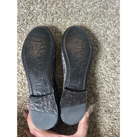 Frye Shoes Women's 7.5 B Carson Ballet Flats Comfort Round Toe Leather Gunmetal - Picture 4 of 7